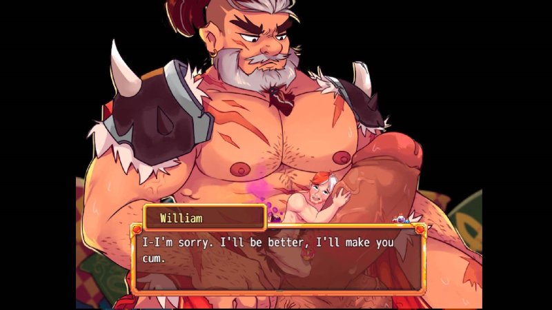 Illustrated male adventurer with horns and fantasy armor — Bara Giants – Society of Pleasure screenshot.
