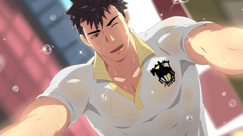 Muscular adult male character shown against a bright background — Full Service screenshot.